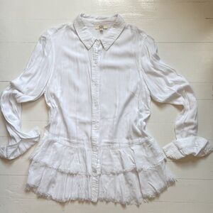 Bohemian Blouse Flowy Baggy Shear Linen M